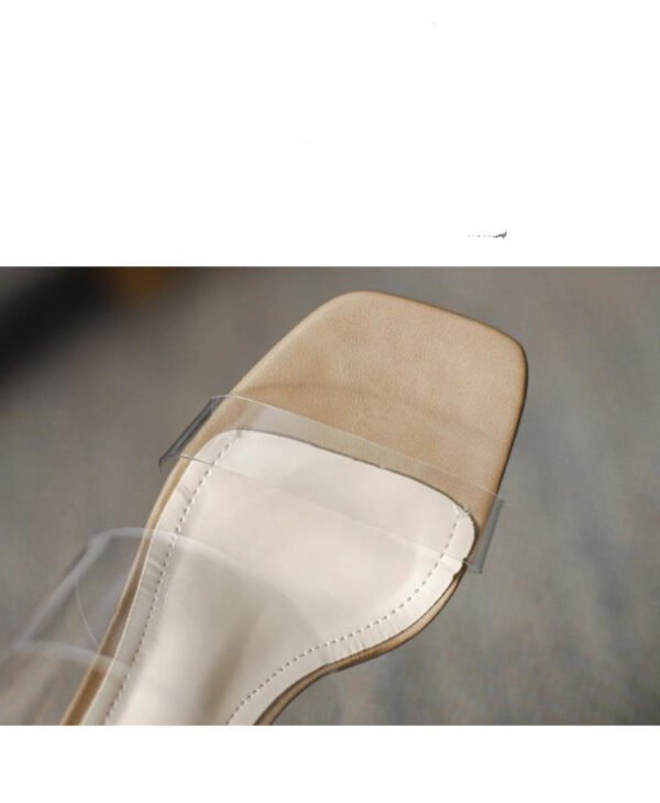 Elegant Flat Mid-heel Chunky Crystal High Heels - Image 10