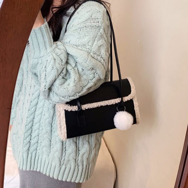 Fashion Solid Color Small Square Bag Pendant With Plush Edges - Image 4