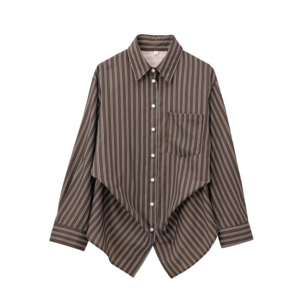 Fashionable Batwing Sleeve Striped Long-sleeved Shirt - Image 5