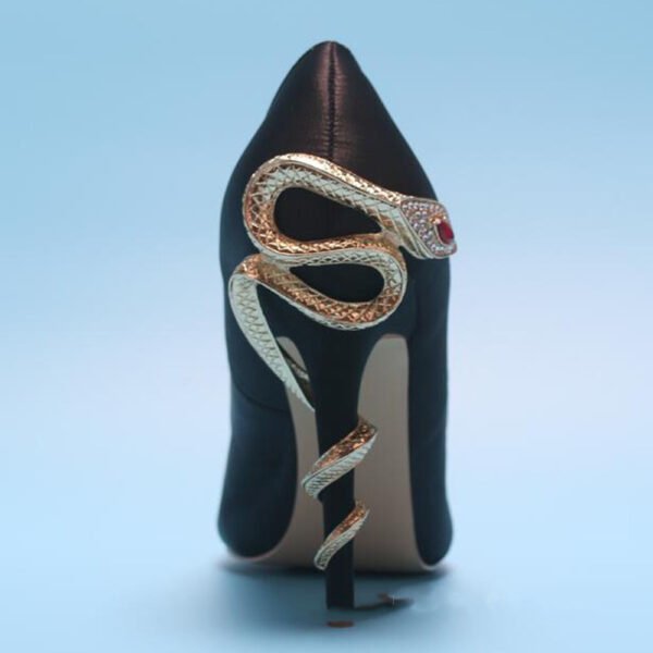 Cobra Heel Pointed Low-Cut Patent Leather High Heels for Women - Image 2