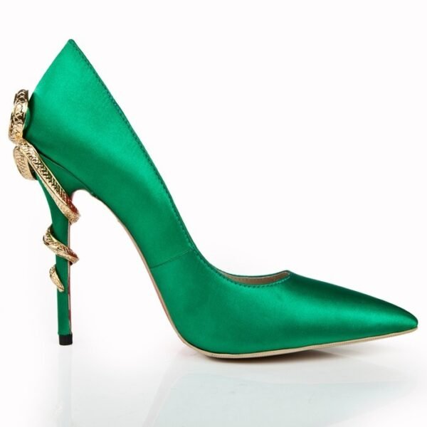 Cobra Heel Pointed Low-Cut Patent Leather High Heels for Women - Image 9