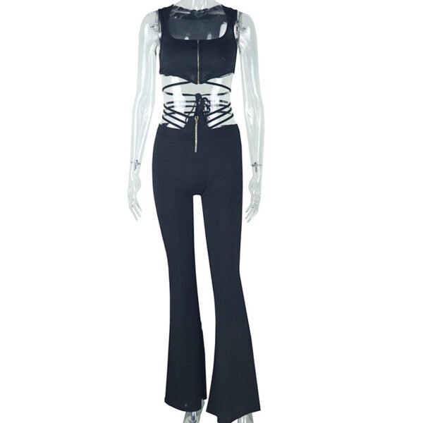 Women’s Black Sleeveless Top & High Waist Suit – Elegant 2 Piece Outfit - Image 2