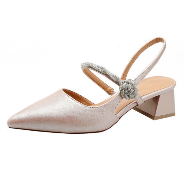 Silver Pointed Toe High Heels – Women’s Chunky Heel - Image 6