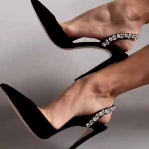 Side-Cut Pointed Toe High Heel Sandals