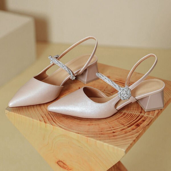 Silver Pointed Toe High Heels – Women’s Chunky Heel - Image 5