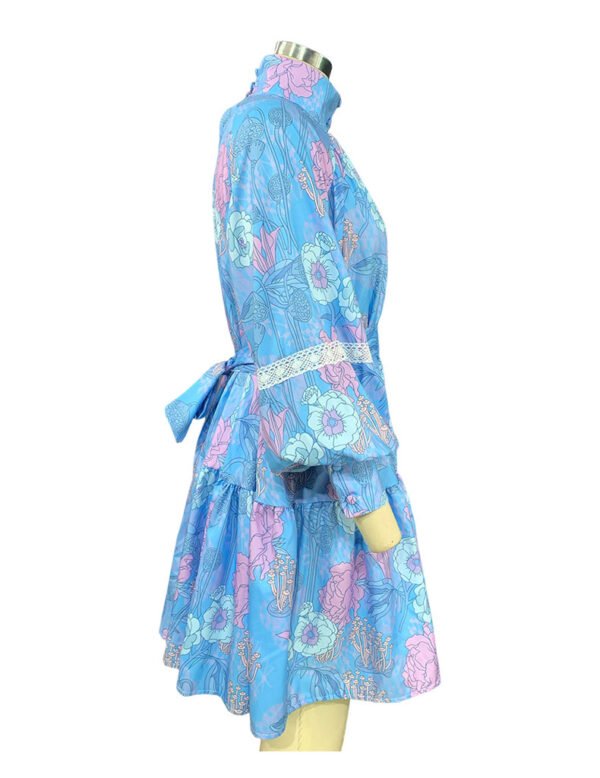 Women’s High Collar Printed Dress – Fashionable Large Hem Elegant Outfit - Image 4