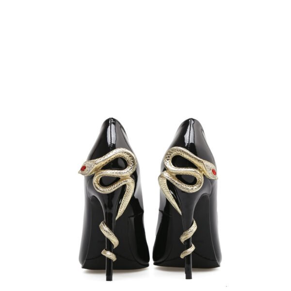 Cobra Heel Pointed Low-Cut Patent Leather High Heels for Women - Image 10