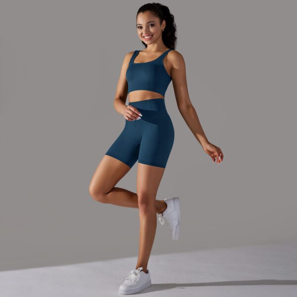 Knitted Polka Dot Jacquard High Elastic Tight Breathable Yoga Clothes Suit - Image 5