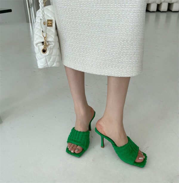 Slippers With Stiletto Heels And All-match One-word Fur Shoes For Women's Outer Wear - Image 2