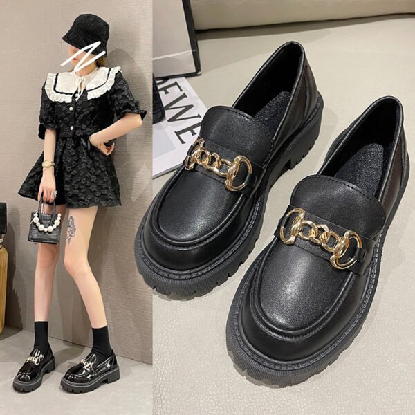 Women’s Matte Leather British Style Shoes – Thick Bottom - Image 2