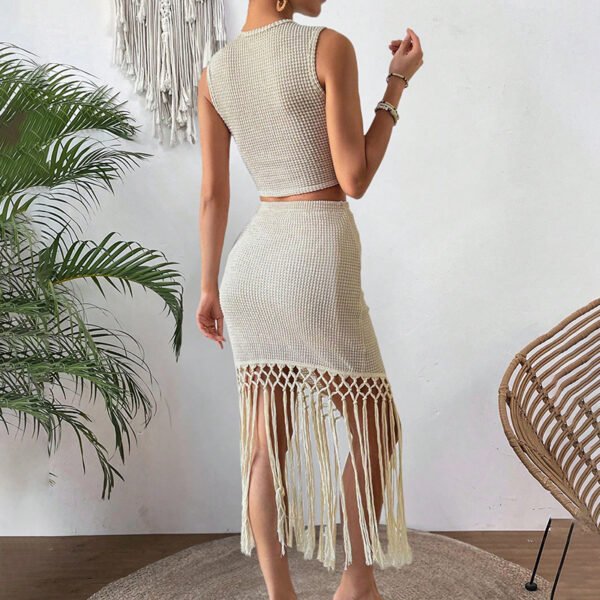 Women’s 2 Piece Skirt Set – Sleeveless Crop Top & High-Waist Bodycon Skirt - Image 4