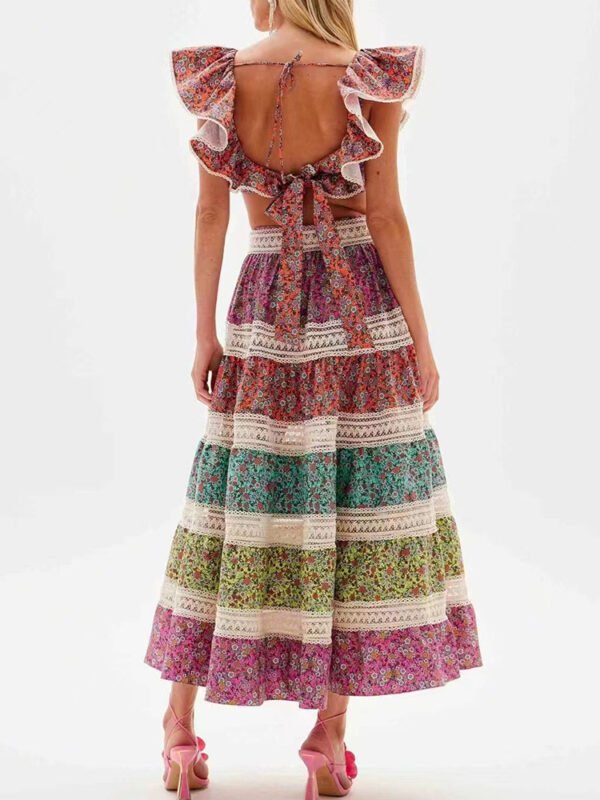 Patchwork Skirt Suit for Women – Hollow Out Top - Image 4