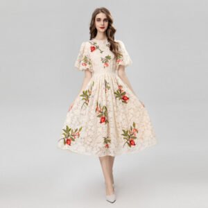 Lace Lantern Sleeve Dress