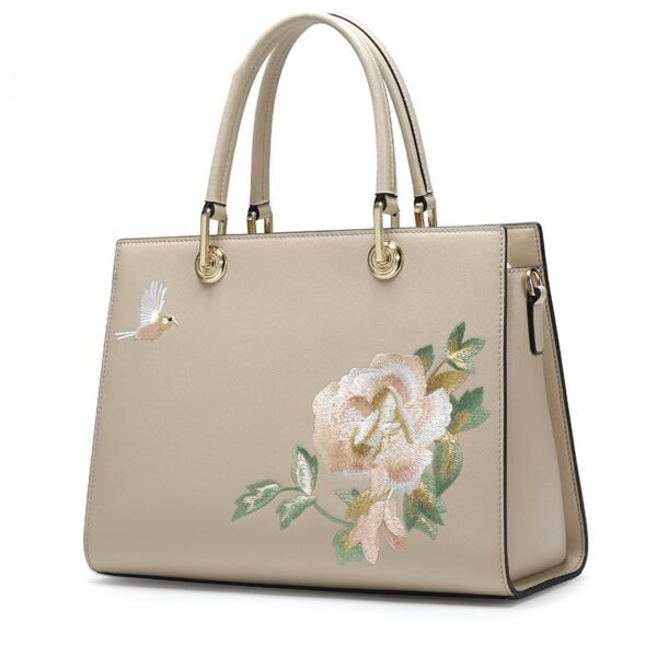 Women’s Embroidered Cowhide Bag – Portable Leather Handbag - Image 5