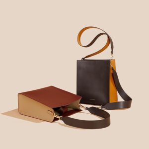 Wide Shoulder Strap Leather Bag