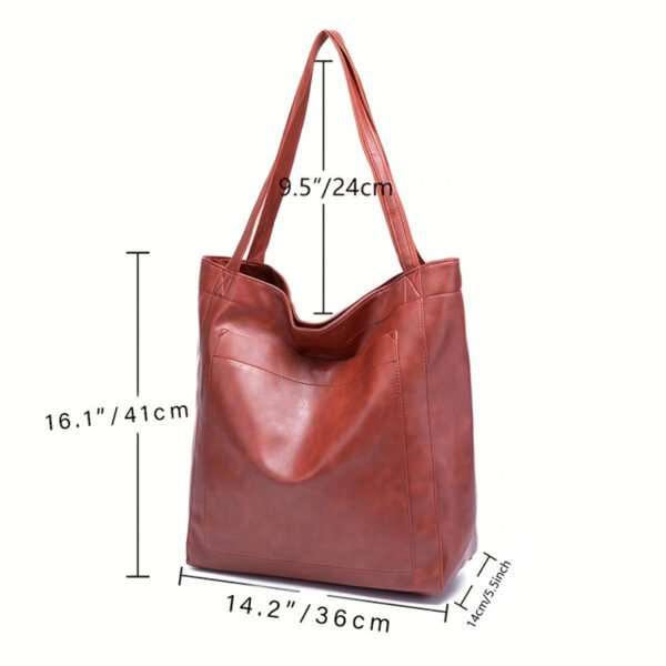 Retro Large Capacity Shoulder Bag With Big Pocket Oil Wax Leather Totes Fashion Daily Shopping Handbags - Image 4