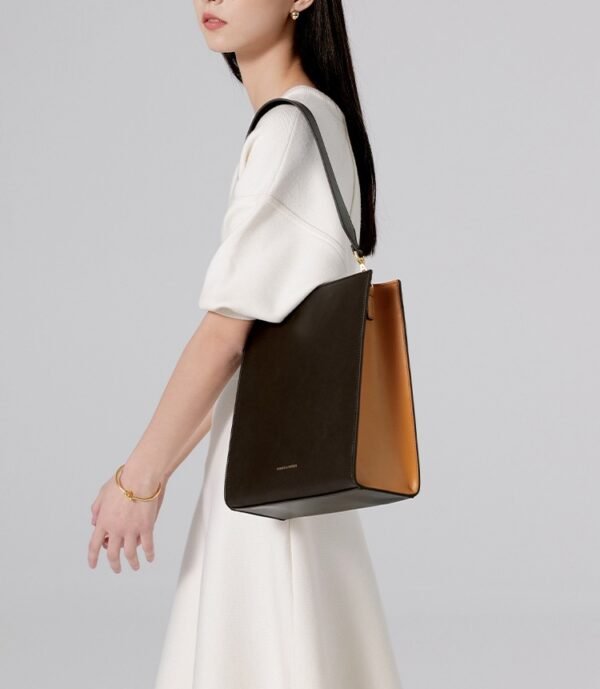 Women's Wide Shoulder Strap Leather Bag – New Contrast Color Shoulder - Image 8