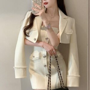 Suit Women's High-grade Tassel Coat High Waist Slimming Skirt Two-piece Set
