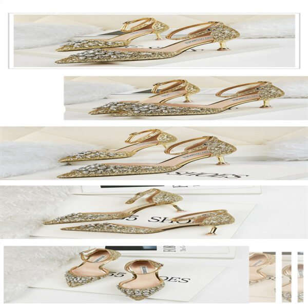 European And American Sexy Pointed Toe Rhinestone High Heels - Image 4