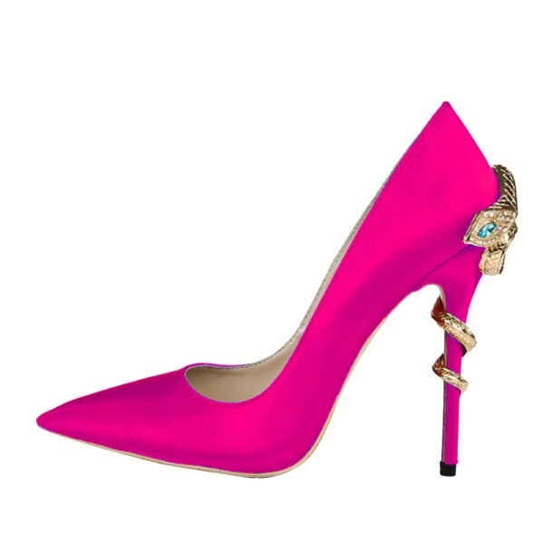Cobra Heel Pointed Low-Cut Patent Leather High Heels for Women - Image 6