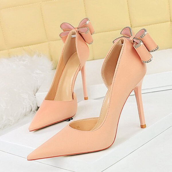 Sexy Low-Cut Pointed Toe Rhinestone Stiletto Heel High Heels for Women - Image 7