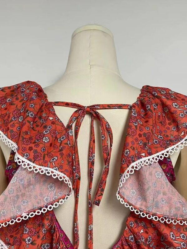 Patchwork Skirt Suit for Women – Hollow Out Top - Image 6