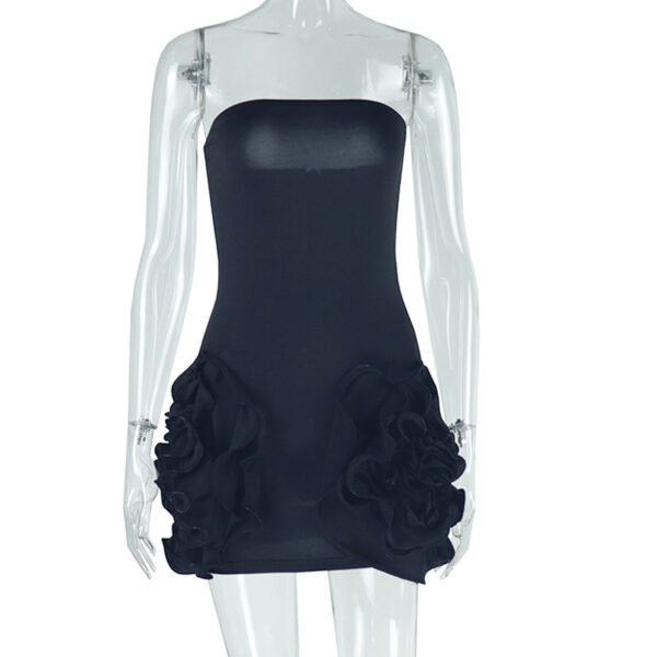 Women’s Tube Top Sleeveless Dress with Large Flower - Image 4
