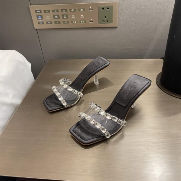 Women's Rhinestone Strap Sheer High Heel Sandals - Image 5