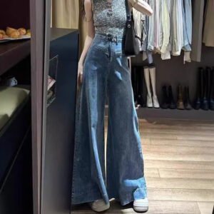 Blue High Waist Wide Leg Jeans