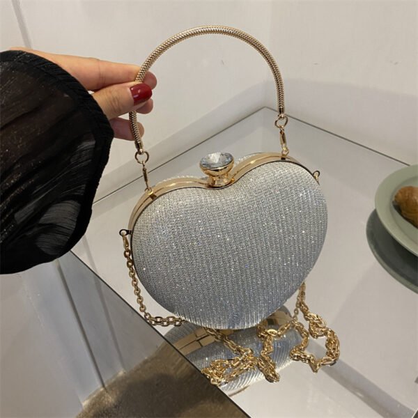 Luxury Heart Shape Evening Clutch Bag for Women – Shiny Metal Handbag - Image 9