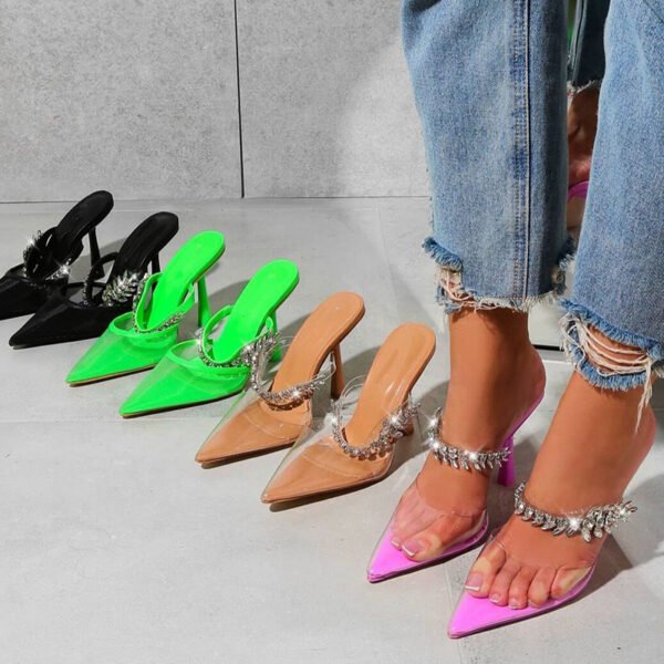 Rhinestone Pointed High Heel Sandals