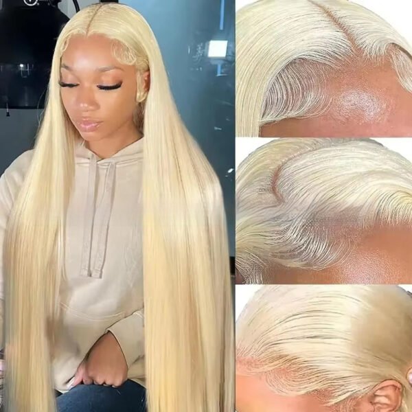 613 Blonde Human Hair Wig Straight  – 12”– 40” DIY Color Ready - Image 2