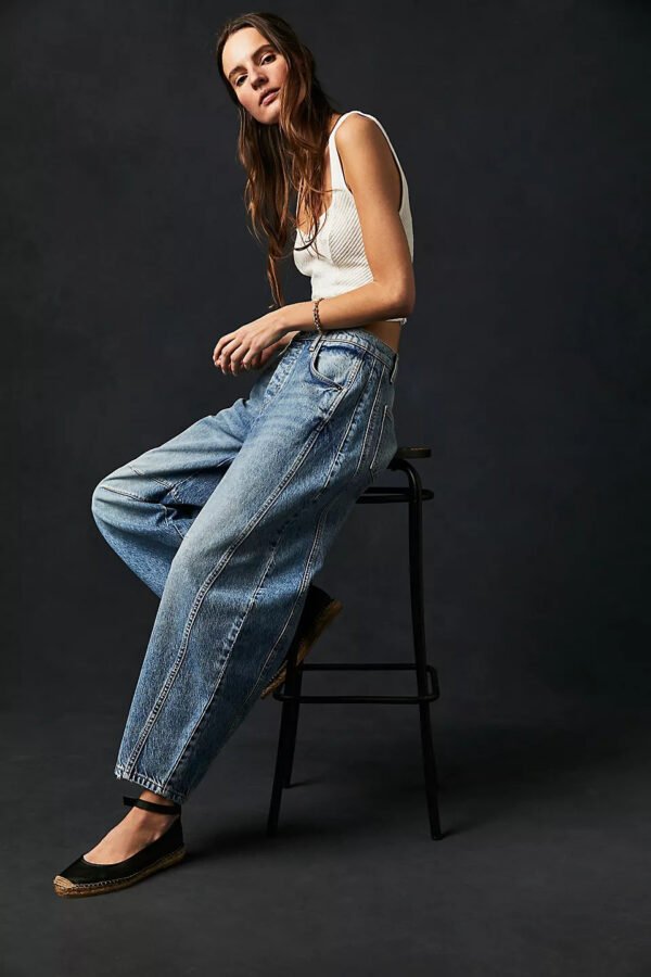 Women’s High Stretch Mid Rise Wide Leg Jeans – Casual Baggy Denim Pants - Image 5
