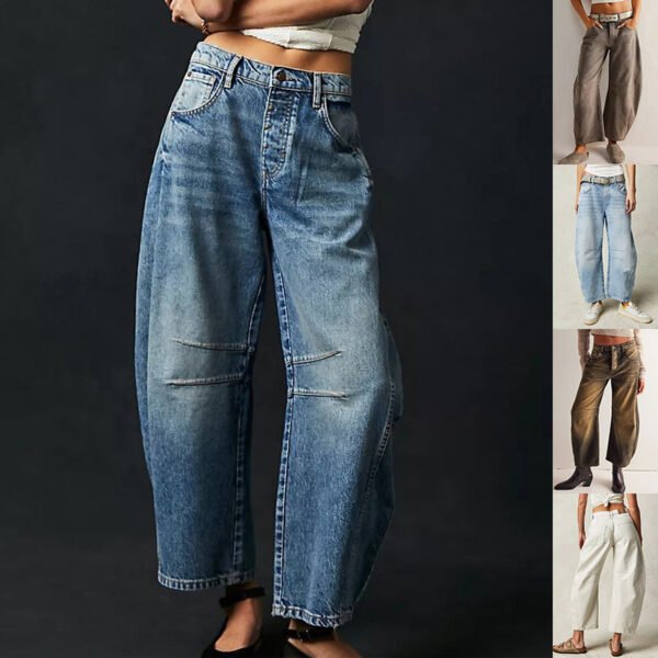Stretch Mid Rise Wide Leg Jeans