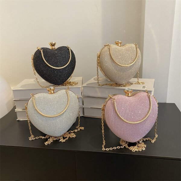 Luxury Heart Shape Evening Clutch Bag for Women – Shiny Metal Handbag - Image 6