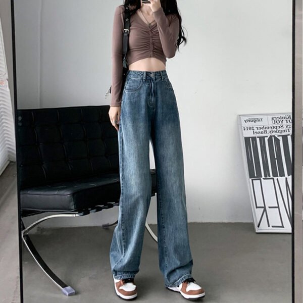 Women’s Plus Size Draping Leg Jeans – Wide Effect Mop Trousers - Image 2