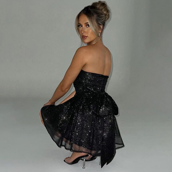 Tube Top Lace Dress with Back Bow-knot – Summer Off-Shoulder Mesh Stitching - Image 7