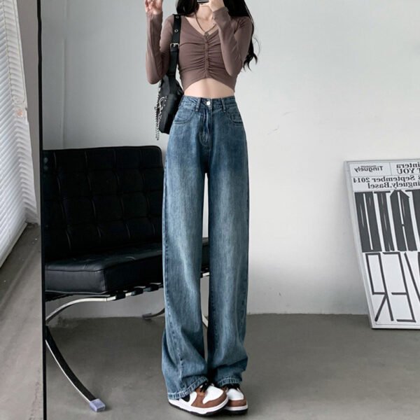 Women’s Plus Size Draping Leg Jeans – Wide Effect Mop Trousers - Image 4