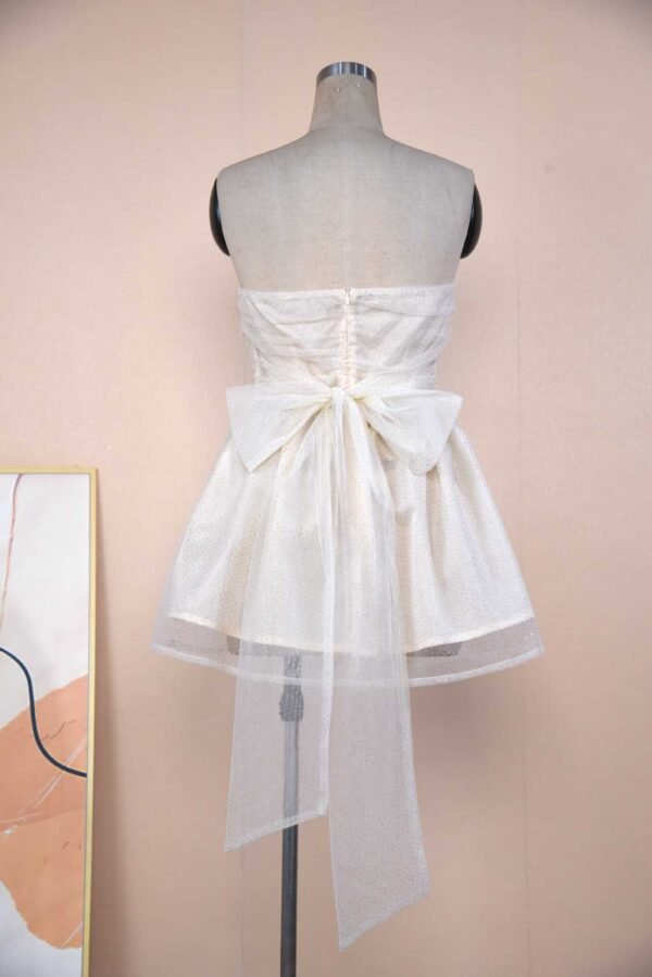 Tube Top Lace Dress with Back Bow-knot – Summer Off-Shoulder Mesh Stitching - Image 9