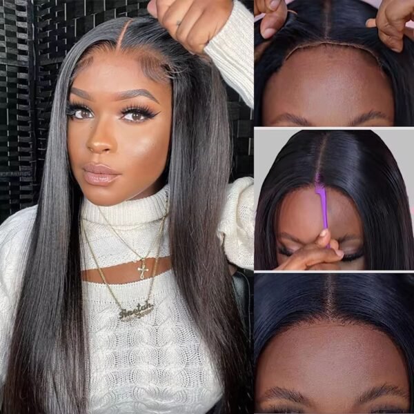 Glueless Human Hair Straight Wig – Natural Look Heat-Resistant Wig for Women - Image 3