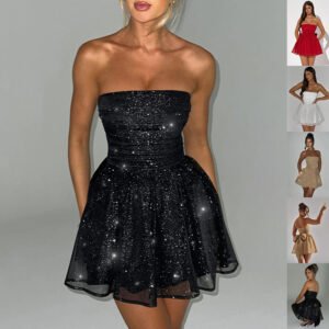 Tube Top Lace Dress with Back Bow-knot