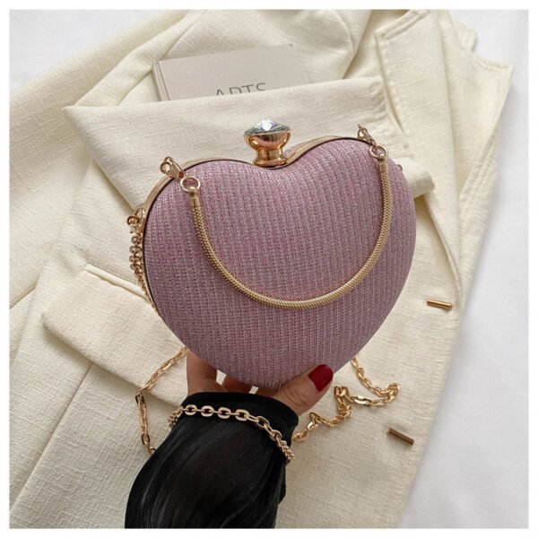 Luxury Heart Shape Evening Clutch Bag for Women – Shiny Metal Handbag - Image 8