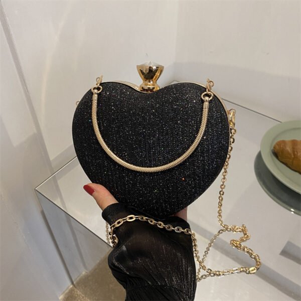 Luxury Heart Shape Evening Clutch Bag for Women – Shiny Metal Handbag - Image 10
