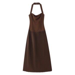 Sexy Halter Tube Top Pleated Maxi Dress