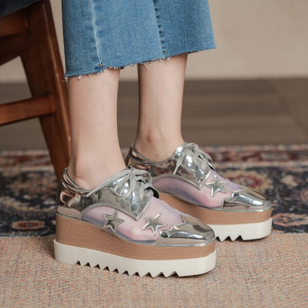 Women’s Mesh Platform Shoes – Breathable Hollow Wedge Heels - Image 4