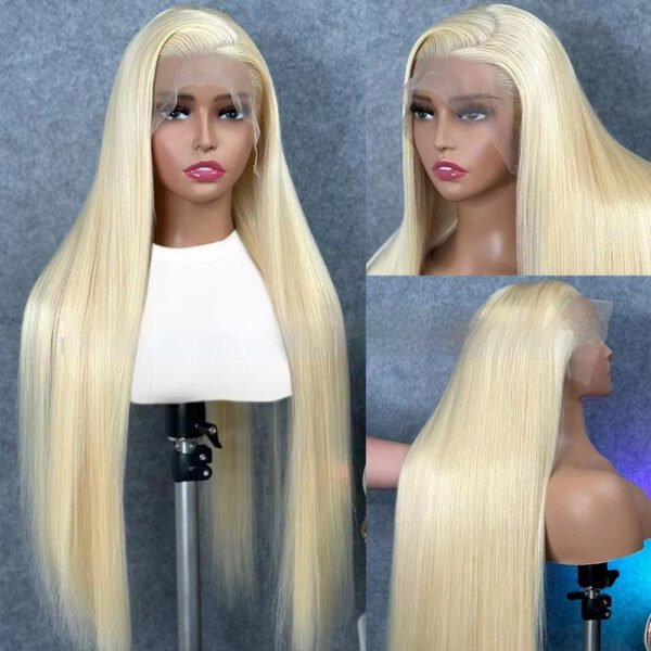 613 Blonde Human Hair Wig Straight  – 12”– 40” DIY Color Ready - Image 3