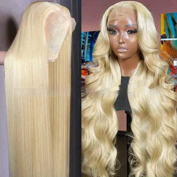613 Blonde Human Hair Wig Straight  – 12”– 40” DIY Color Ready - Image 5