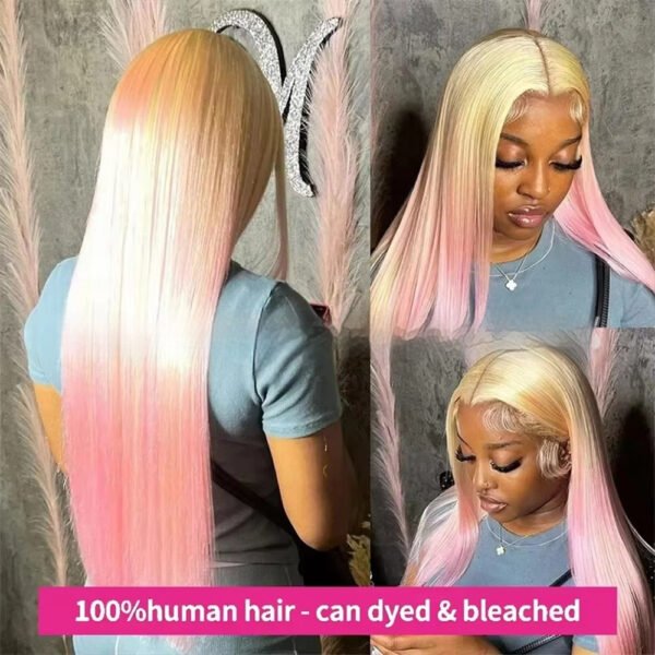 613 Blonde Human Hair Wig Straight  – 12”– 40” DIY Color Ready - Image 4