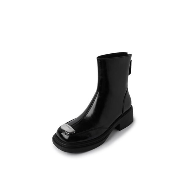 Women’s Vintage Chunky Heel Boots – Square Toe Retro Ankle Style - Image 9