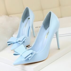 Pointed Toe Bow Slip-On Heels for Women